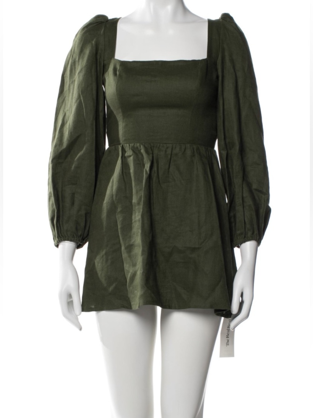 Reformation Fern Green Brodie Linen Mini Dress BNWOT Size [XS] Open Back